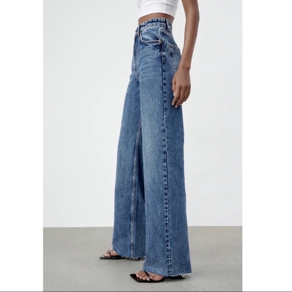 Zara Blue Wide Leg Women's Jeans - Picture 2 of 11